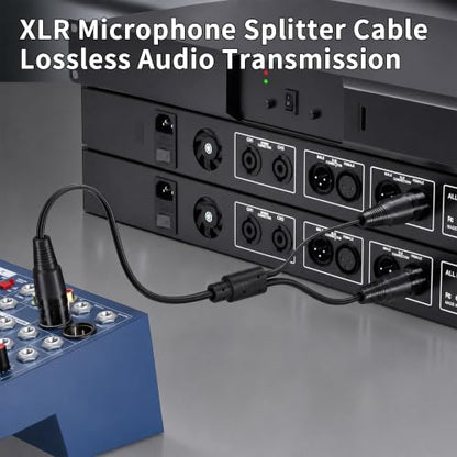 XLR Splitter Cable Male to 2X Female Microphone Cable 3ft, 2-Pack | Y type XLR Cable 25AWG Oxygen-Free Copper(OFC) Balanced Audio Splitter Cable for Micphones Mixers Speaker Systems