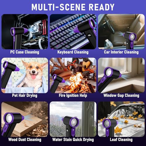 WINWEND Compressed Air Duster: 130000RPM & 8-Gear Adjustable Rechargeable Electric Air Duster - Mini Cordless Air Blower for Cars, PC, Keyboard, Home, Outdoor Cleanings - Replaces Compressed Air Cans