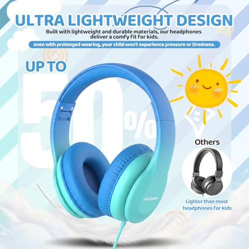 JoySpark Kids Headphones for School Toddler, 3.5mm Jack, Gradient Blue - color: Gradient Blue
