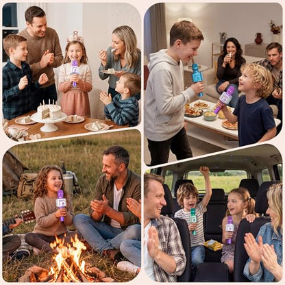 BONAOK Wireless Bluetooth Karaoke Microphone, 3-in-1 Portable Handheld Mic Speaker Machine for All Smartphones, for Girls Boys Kids Adults All Age Q37(Light Purple) | Bluetooth 5.0, Echo Mode,Built-in Speaker, SD Card, for iPhone iPad, Handheld,Home Karao