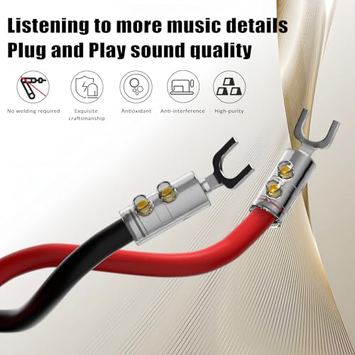 Preffair Rhodium Plated Y Spade Plug 8-14 AWG Gauge Size 4mm Speakers Amplifier Hi-Fi AV Stereo Home Theatre Audio Wire Cable Double Screw Connector, 4 Pcs/2Pairs (Rhodium Plated, SY1538) - color: Rhodium Plated, size: SY1538
