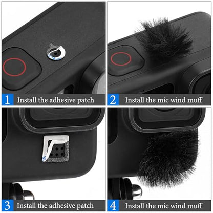 Geekria for Creators Camera Mic Wind Muff Compatible with GoPro Hero 13, 12, 11, 10, 9, 8 Action Camera, Dead Cat Windscreen Microphone Cover for Hero Series (Black) - color: Black
