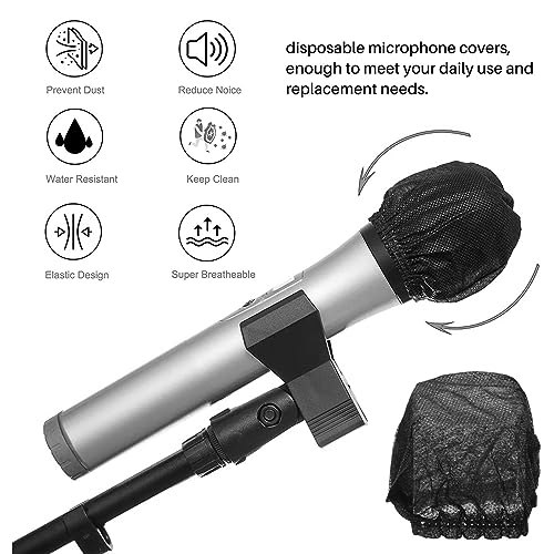 300Pcs Disposable Microphone Cover Mic Covers Mic Windscreen Protective for Handheld Microphone, Black, 500223938