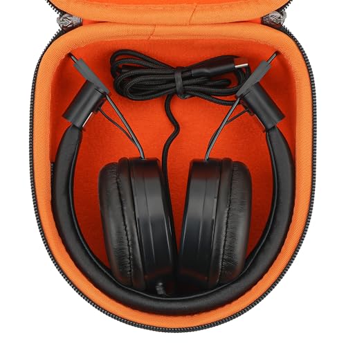 Geekria Shield Headphones Case Compatible with JLab Go Lux ANC, Audio Neon Folding/Studio Pro, Replacement Hard Shell Travel Carrying Bag (Dark Grey)