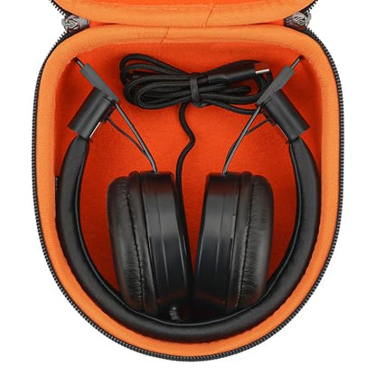 Geekria Shield Headphones Case Compatible with JLab Go Lux ANC, Audio Neon Folding/Studio Pro, Replacement Hard Shell Travel Carrying Bag (Dark Grey)