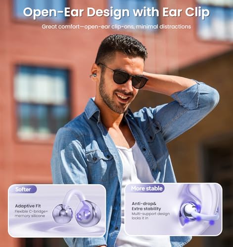 Clip on Earbuds,Open Ear Earbuds Wireless Bluetooth 5.4, Lightweight Open Ear Headphones with Mic 59H Battery,Waterproof, for Sports, Running, Small Ears & Glasses Wearers,Workouts - color: Black