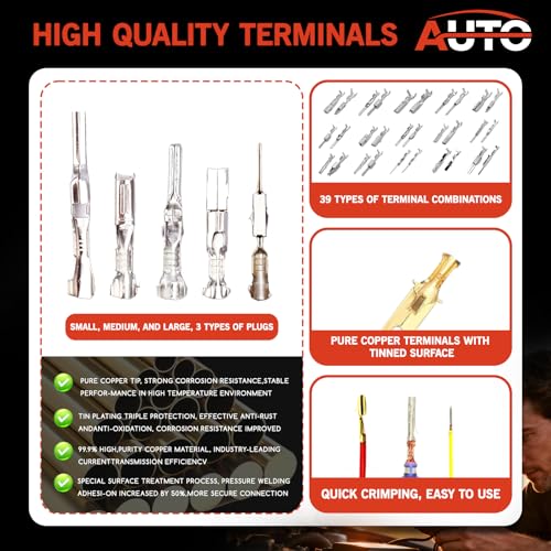 120Pcs 2.8/4.8/6.3mm Crimp Terminal Block Assortment Kit | Quick Splice Male and Female Wire Spade Connecto for Car Audio Speaker Electrical Wiring 16-20 gauge wires