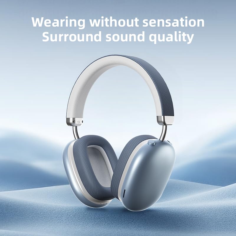 BT1638 Over-Ear Wireless Headphones, Premium Padded Headband, Champagne USB-C Charging, Bluetooth Headphones， Long Endurance Flight of up to 40 Hours，Fashionable and Colorful (Blue) - color: Blue