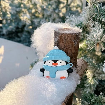 Wireless Charging Earphone Case Compatible with Airpods Pro/Pro2, Cute Christmas Animal Hat Penguin Design Soft Silicone Full Body Protective Skin Cover, Kids Girls Women Cartoon Earbuds Accessories - color: Winter Penguin, size: Airpods Pro/Pro2