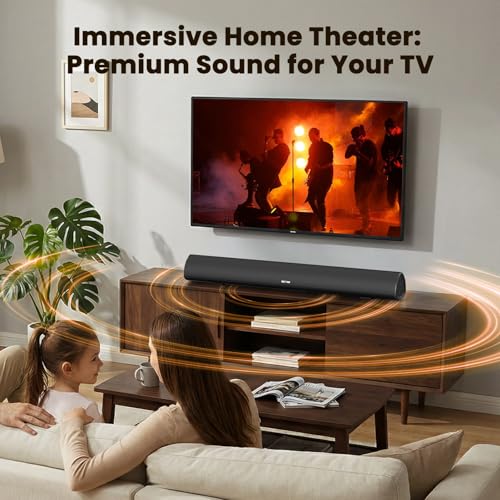 BESTISAN 100 Watt 40 Inch TV Sound Bar, Home Theater System Wired and Wireless Soundbar Speaker(Bluetooth 5.0, 105dB, Dsp Audio, Bass Adjustable, Wall Mountable) - color: 40 inch black