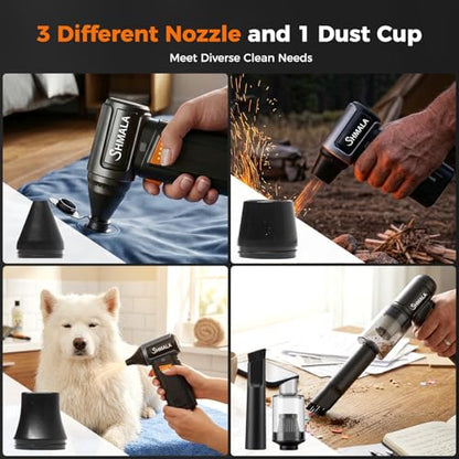 150000RPM 2 in 1 Air Duster & Vacuum, Cordless Electric Compressed Air Duster with 4 Speed & One-Click MAX, Rechargeable Air Blower for PC Car Keyboard Cleaning