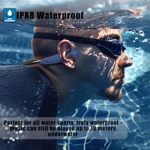 Bone Conduction Headphones,with Built-in Mic swimming bone conduction headphones,Waterproof Lightweight For bluetooth earphones Stable to wear MP3 IPX8for Running,Cycling,Hiking,Driving,Gym (red) - color: Red