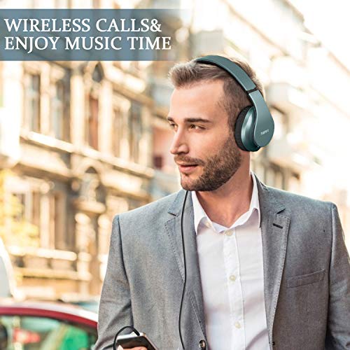 TUINYO Wireless Headphones Over Ear, Bluetooth Headphones with Microphone, Foldable Stereo Wireless Headset- Silver Blue - color: Silver Blue