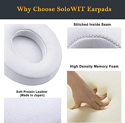 SoloWIT Earpads for Beats Solo 3 & Solo 2 On-Ear Headphones - White | Do Not Fit Beats (Studio Over-Ear, Solo HD, Solo 4) - color: White