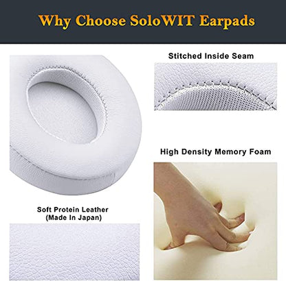 SoloWIT Earpads for Beats Solo 3 & Solo 2 On-Ear Headphones - White | Do Not Fit Beats (Studio Over-Ear, Solo HD, Solo 4) - color: White