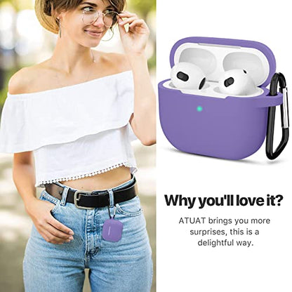 Compatible with AirPods 3 Case, Protective Silicone Cover for AirPods 3rd Generation Case 2021, Wireless Charging - Lavender - color: B-Lavender