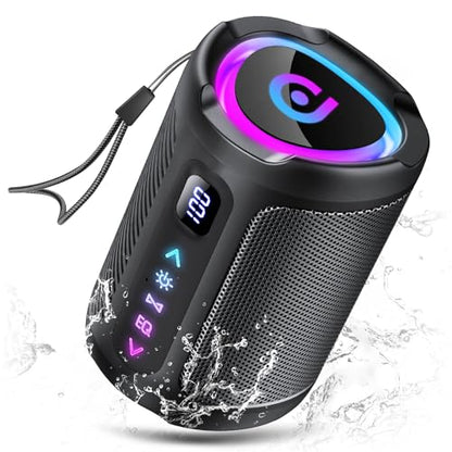 aowoka Bluetooth Speaker, 2026 Portable Wireless Speakers with Led Light, Bluetooth 5.4, 15H Playtime, Enhanced Bass, IPX7 Waterproof, Outdoor Speaker for Travel, Sport, Party, Biking.