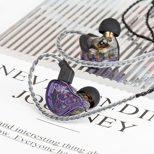 CCZ 멜로디 인이어 모니터 헤드폰, hifi 1DD 1BA 드라이버 iem 이어폰, 선명하고 깨끗한 사운드의 유선 이어버드, 가수 뮤지션 드러머 스튜디오용 3.5mm 유선 이어버드 (퍼플, 마이크 없음) - color: 퍼플., size: 마이크 없음, style: 마이크 없음