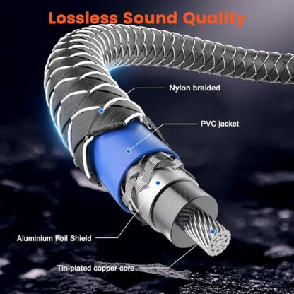 VANAUX Subwoofer Cable, 2ft Digital Coaxial Audio Cable, RCA to RCA Cord,Male to Male Mono [20AWG,4N Oxgen-Free Copper Core] for Home Theater, HDTV, Amplifier, Soundbar(2ft/0.6m) - size: 2ft/0.6m, style: Male to Male-Grey