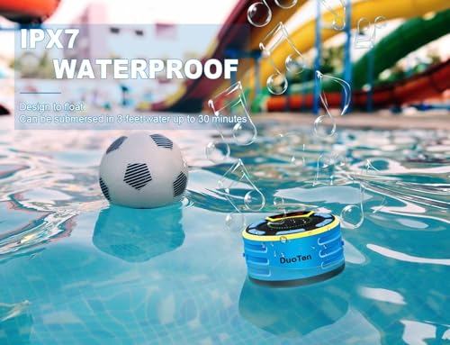 Bluetooth Speakers, DuoTen IPX7 Waterproof Wireless Portable Bluetooth Speakers w/LED Display, FM Radio, Suction Cup, Light Show, Loud Stereo Sound and Bass for Shower, Pool, Party, Travel, Outdoors