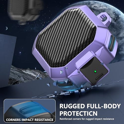 with Lock Carbon Fiber Case for Samsung Galaxy Buds Pro 2 Case/Galaxy Buds FE Cases 2023/Bud 2/Bud Live/G Bud Pro with Keychain and Cleaner Kit- Purple - color: C3-Carbon Fiber Purple+ Pen