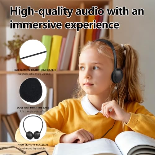 10 Pack USB C Headphones Bulk for Classroom Kids, Wired On Ear - color: Black, size: 10 Pack
