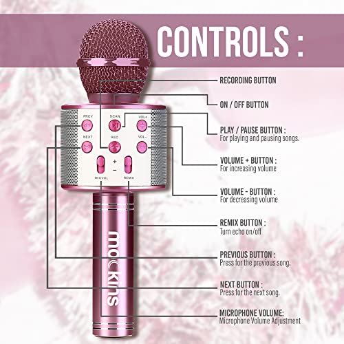 Mockins Purple Bluetooth Karaoke Microphone for Kids with Bluetooth Microphone Wireless Speaker | Wireless Mic Karaoke for iOS & Android | All-in-One Mic - color: Purple