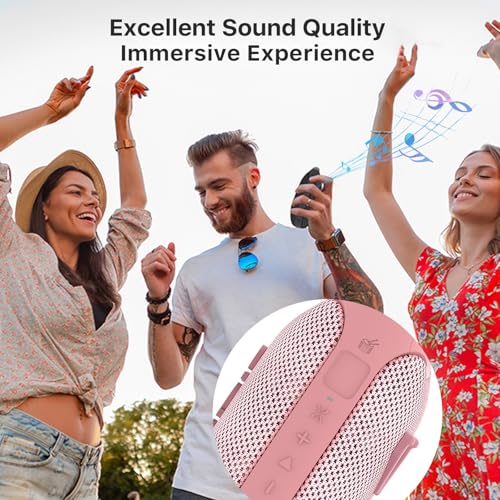 NOBIS Clip Portable Bluetooth Speaker, Up to 24H Playtime, IP68 Waterproof | BT 5.3, HD Sound & Custom EQ Via App, Wireless Stereo Pairing, Built-in Carabiner for Outdoor & Travel - color: Pink