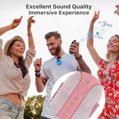 NOBIS Clip Portable Bluetooth Speaker, Up to 24H Playtime, IP68 Waterproof | BT 5.3, HD Sound & Custom EQ Via App, Wireless Stereo Pairing, Built-in Carabiner for Outdoor & Travel - color: Pink