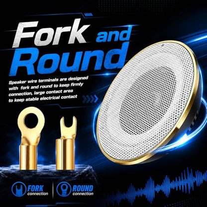 8PCS Upgraded 4 Gauge Wire Connectors,Speaker Wire Connectors Strip Crimp Barrier Spade Terminal Connector,Rust-Resistant 4 Gauge Terminals Car Accessories with Protective Sleeves
