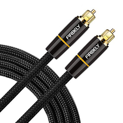 Digital Optical Audio Toslink Cable Male to Male- 24K Glod Plated Metal Connectors and Braided Jacket 8 feet - color: TM-015, size: 8 feet