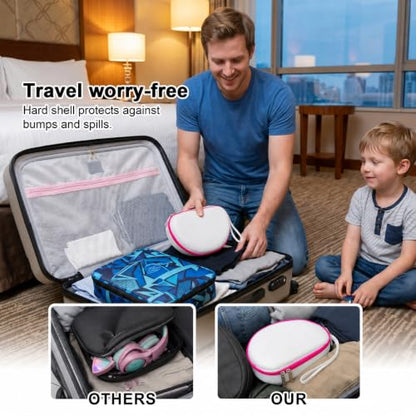 PAIYULE Kids Headphone Case for Riwbox CT-7S/CT-7, for iClever IC-HS01 | Headphone case for kids, hard EVA shell, mesh pocket, fits cat-ear over-ear models, red, school and travel, box only, White - color: White