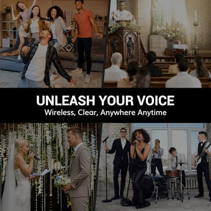 TONOR Wireless Microphones System with 8x12 Channels Cordless Handheld Microfono Inalambrico, 90 m/295FT UHF Range, Mics with Stable Signal, Quick Mute for Karaoke Singing Party Church Wedding - style: 8 Handheld Mics