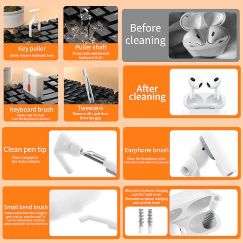 Phone Cleaning Kit Laptop Cleaner,Keyboard Cleaning Kit for Computer PC MacBook,32-in-1 Multi-Functional Electronics Cleaning Brush Tool for AirPod iPad iPhone Pro TV Screen Earbuds Camera Monitor