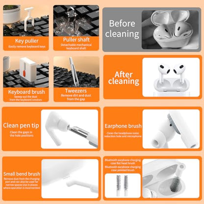 Phone Cleaning Kit Laptop Cleaner,Keyboard Cleaning Kit for Computer PC MacBook,32-in-1 Multi-Functional Electronics Cleaning Brush Tool for AirPod iPad iPhone Pro TV Screen Earbuds Camera Monitor