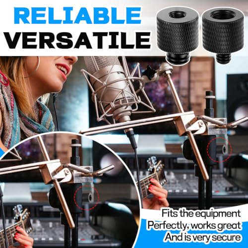 2 Pack 1/4 to 3/8 & 3/8 to 1/4 Camera Tripod Screw Adapter, Male to Female Thread Converter for Tripod Mount Light Stand Microphone Stand Monitor – Black - color: Black