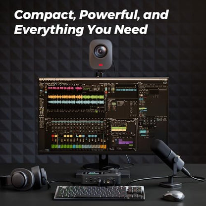 NearStream AMIX40U 10-Channel USB Audio Interface and Audio Mixer for PC | Dual XLR/6.35mm Inputs with 48V Phantom Power, Bluetooth 5.3, a 2-inch LCD for Podcast Recording and Live Streaming