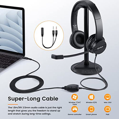 Headsets with Microphone for Laptop, 3.5mm Wired Computer Headset Super-Lightweight Noise Cancelling Headphones with in-line Control Volume & Mute, PC Headset Perfect for Classroom, Home or Office - style: 3.5mm Computer Headset