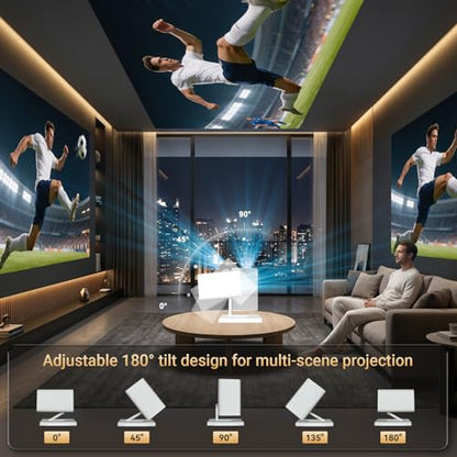 【Built-in APPS】Mini Projector With Wifi And Bluetooth, 1080P 4K Support Portable Projector, Movie Projector for Bedroom, Compatible with Smartphones/TV Stick/iPad/PS5/Laptop/HDMI/USB