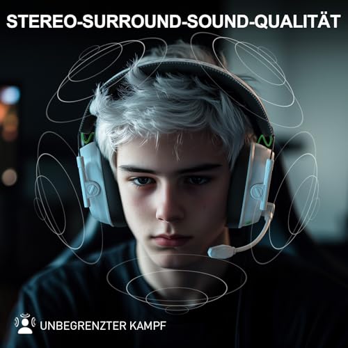 Wireless Gaming Headset for PS5 PS4 PC, Foldable RGB & ENC Mic | 2.4GHz ≤20ms Low Latency, Bluetooth for Switch, Mac & Mobile, 50mm Drivers, 50H Playtime, Lightweight Fit for FPS & Team Play - color: Balck-Beige