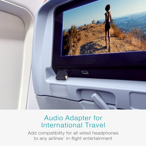 MEE Audio Airplane Headphone Adapter for in-Flight Entertainment Systems - Dual 3.5mm Male to 3.5mm Female - Works with Headphones, Headsets, and Bluetooth Adapters (2 Pack), Black - color: Black