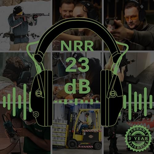 PROHEAR Electronic Ear Protection for Shooting with 4X Sound Amplification, Gun Range Hearing Protection Muffs, NRR 23dB Noise Reduction Headphones for Hunting, Green - style: Electronic-green