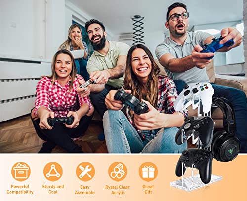 OAPRIRE Controller Stand Headset Stand, 3 Tier Acrylic Gaming Controller Holder Compatible with PS4, PS5, PC, Xbox, Universal Design (Clear) - color: Clear, size: 3 Tier-without lights
