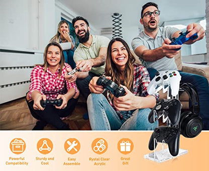 OAPRIRE Controller Stand Headset Stand, 3 Tier Acrylic Gaming Controller Holder Compatible with PS4, PS5, PC, Xbox, Universal Design (Clear) - color: Clear, size: 3 Tier-without lights