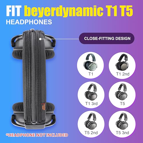 T1 T5 Headband Cover Compatible with beyerdynamic T1 2nd 3rd/ T5 2nd 3rd Headphones Thicker Sports Fabric Replacement Headphone Headband Cushion Pad Cover Headband Protector (Black)