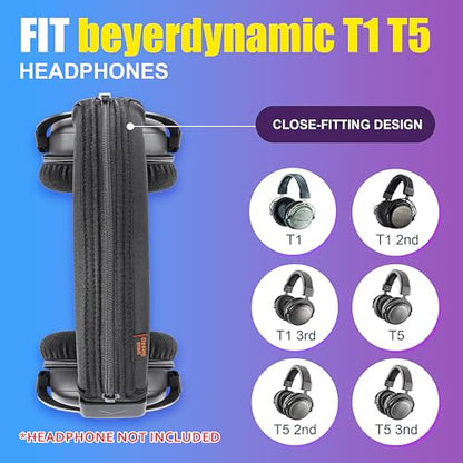T1 T5 Headband Cover Compatible with beyerdynamic T1 2nd 3rd/ T5 2nd 3rd Headphones Thicker Sports Fabric Replacement Headphone Headband Cushion Pad Cover Headband Protector (Black)