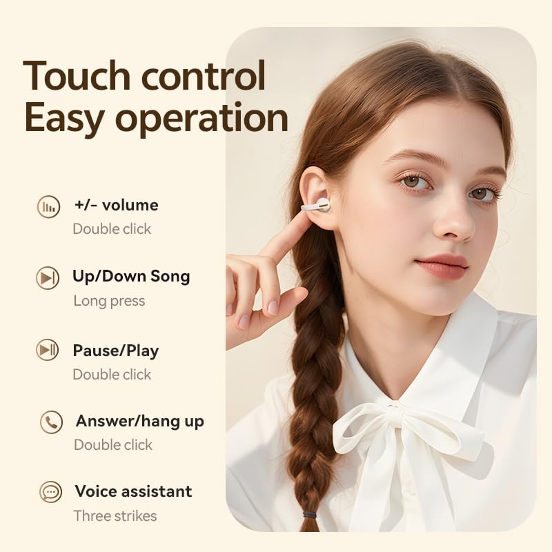 Clip On Earbuds Bluetooth 6.0, Open Ear Wireless Headphones for Small Ears & Glasses Wearers, Lightweight Ear Clip Earphones with Touch Control, 40H Playtime IPX6 for Work Travel Gym (Purple)