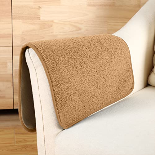 Frienda 2 Pieces Recliner Headrest Covers Sofa Headrest Protector for Recliner Chair Couch Furniture Non Slip for Living Room(Camel) - color: Camel