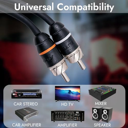 Premium Series 1.5ft. 2-Channel Car Audio RCA Short Cable – Double Shielded, Oxygen Free Copper, Noise Reducing Audio Cable for Amplifiers, Subwoofers, Speakers, Processors – PRM1.5 - size: 1.5' (ft), style: 2-Channel