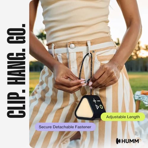 HUMM GLO Compact Waterproof & Dustproof Portable Bluetooth Speaker, Black | Features Ambient LED Lights & Hanging Strap, Stereo Pairing, Up to 18 Hours Playtime, Perfect for Travel, Bike & Beach - color: Black